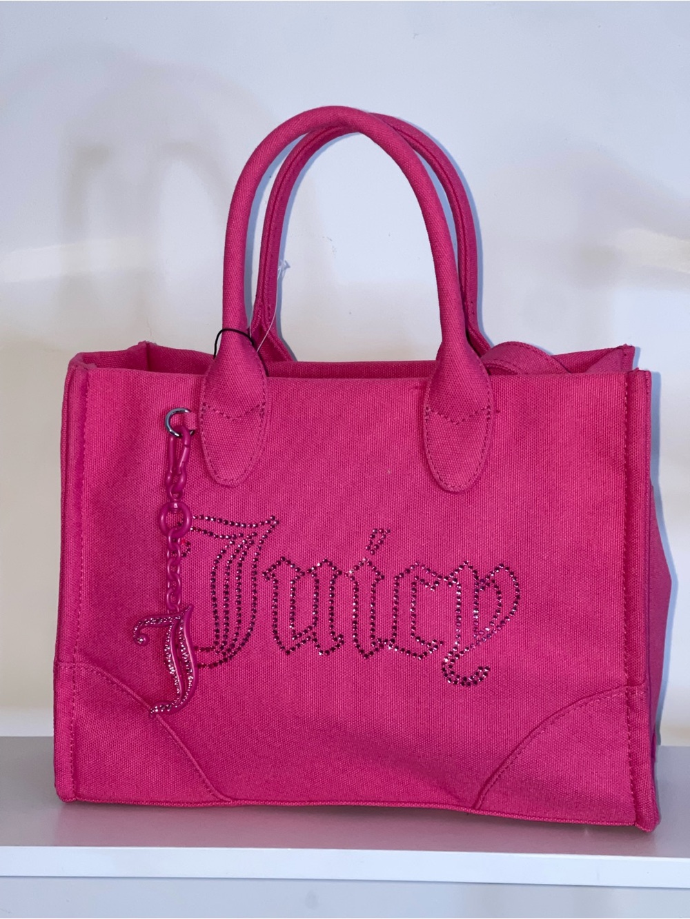 Juicy Couture Pink Iris Strass Canvas Tote Bag UK Version